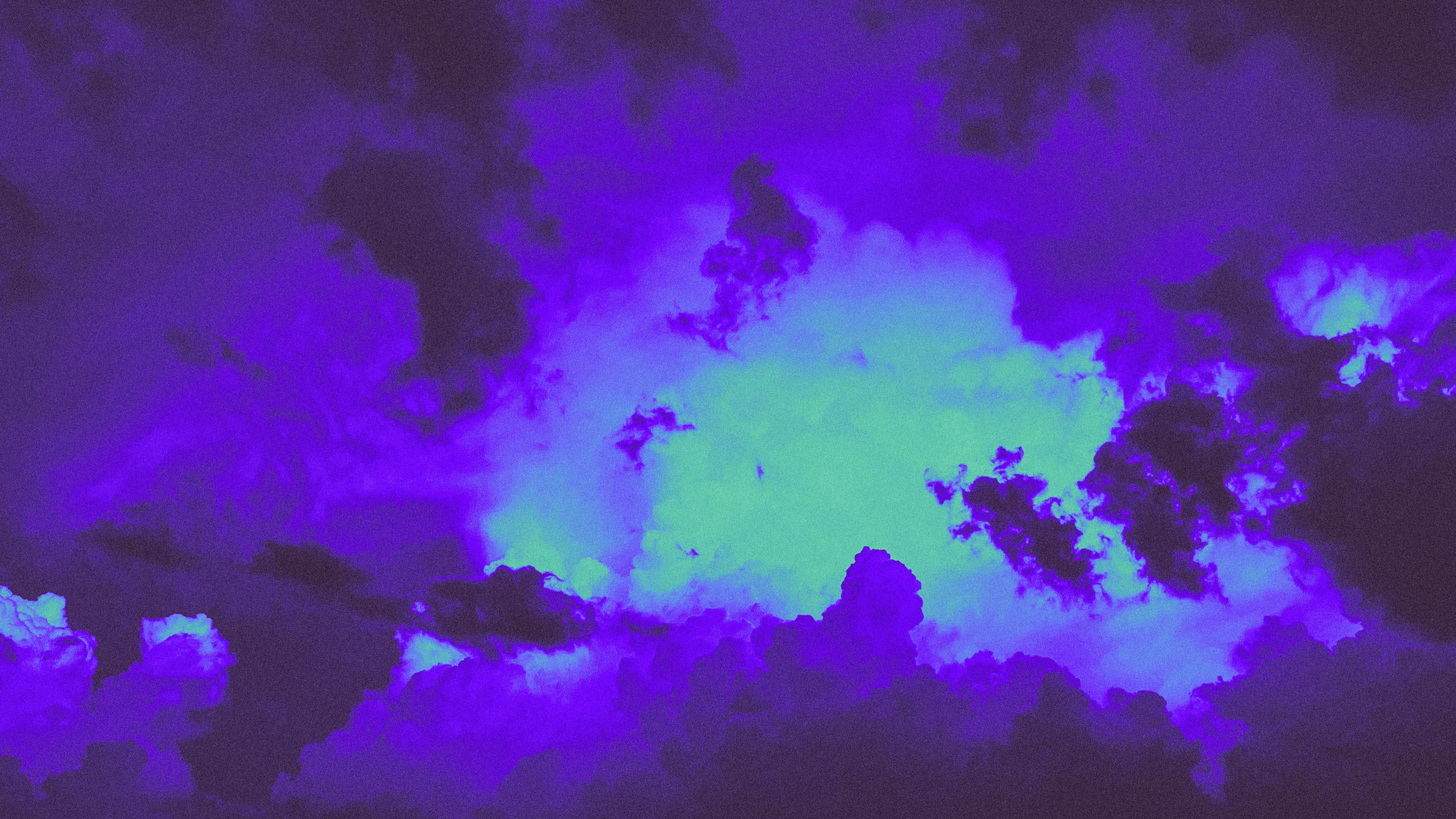 Stylized purple and cyan clouds
